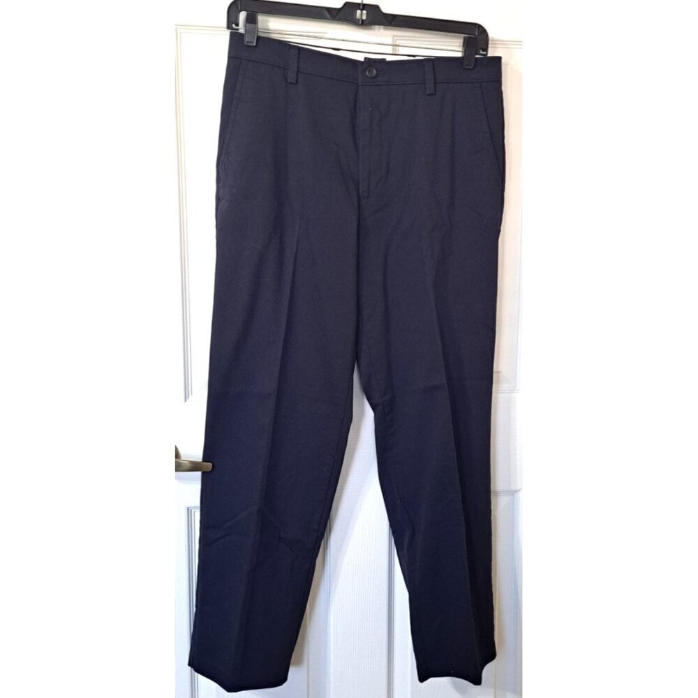 Dockers Men's W34/L32 Navy Cotton Blend Classic Fit Flat Front Pants